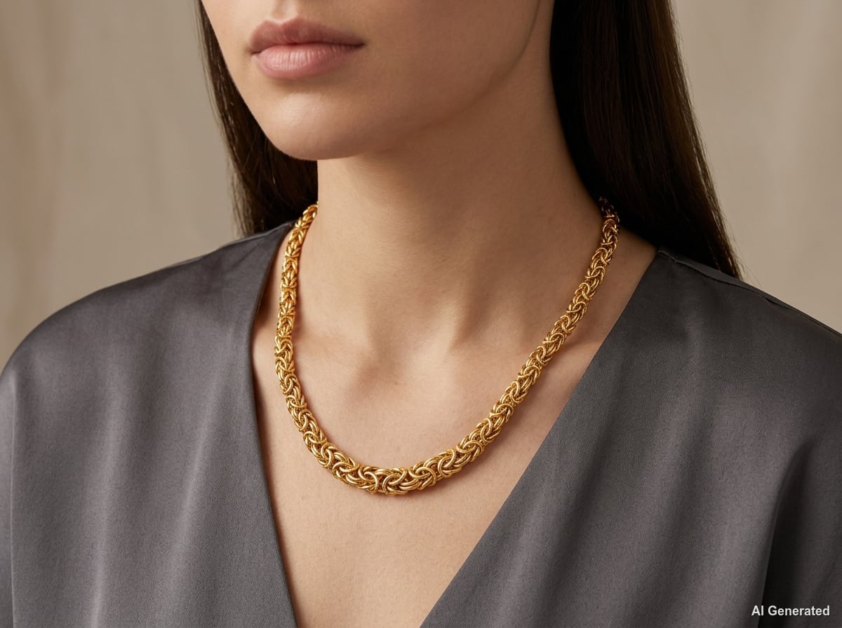 14K Byzantine Chain Necklace model still