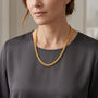 14K Yellow Gold Woven Wheat Twist Chain Necklace model still