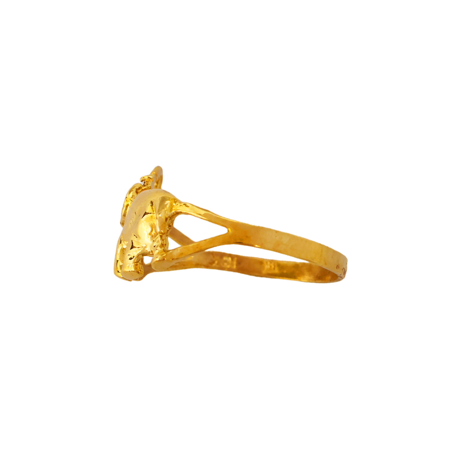 10K Yellow Gold Elephant Figure Statement Ring