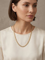14K Two Tone Gold  Diamond Cut Flat Curb Link Chain model still