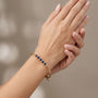 14K Yellow Gold Blue Sapphire & Diamond Bar Bracelet model still