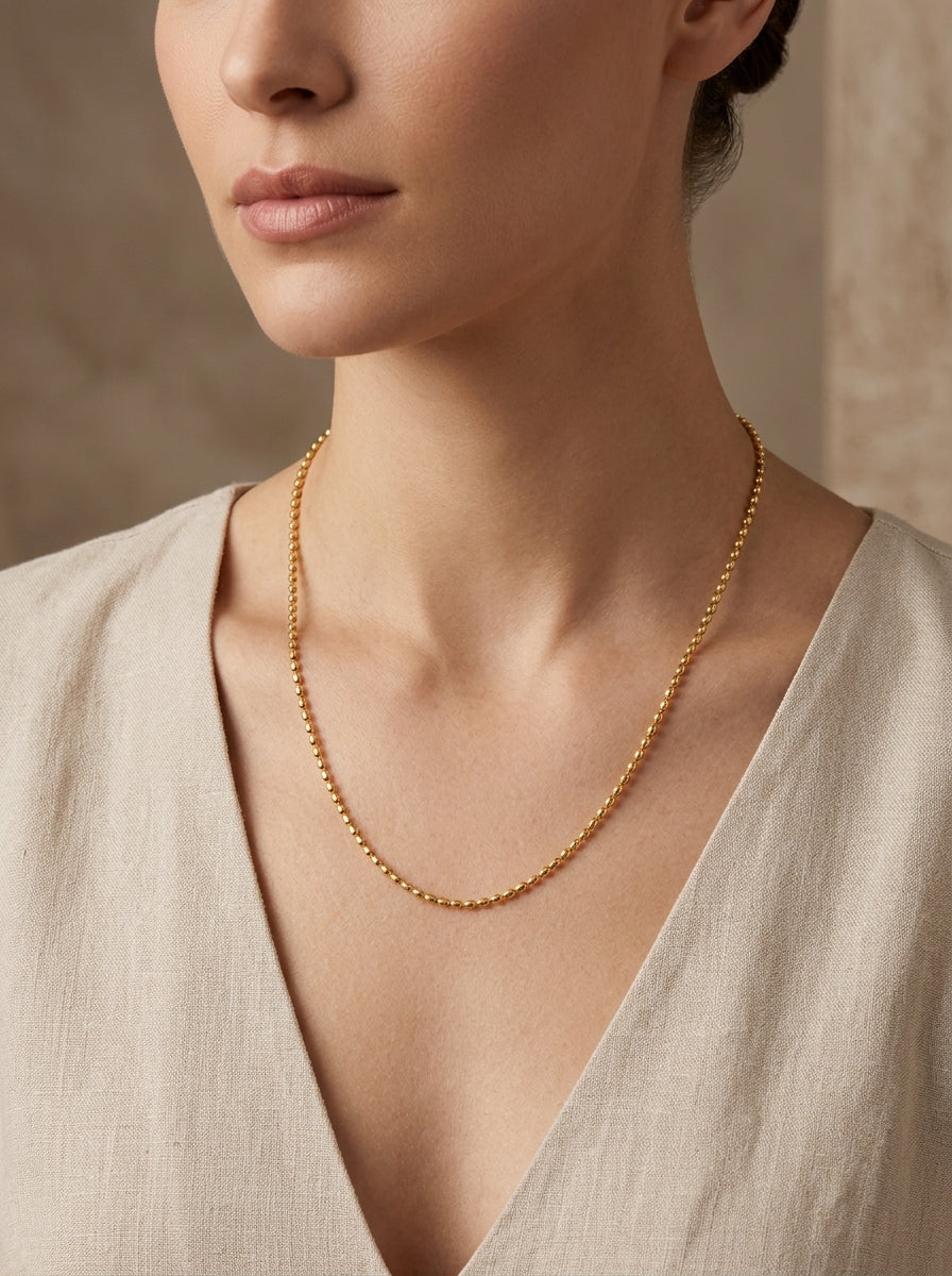 14K Beaded Ball Chain model still