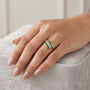 10K Yellow Gold Emerald & Diamond Cluster Bypass Ring model still