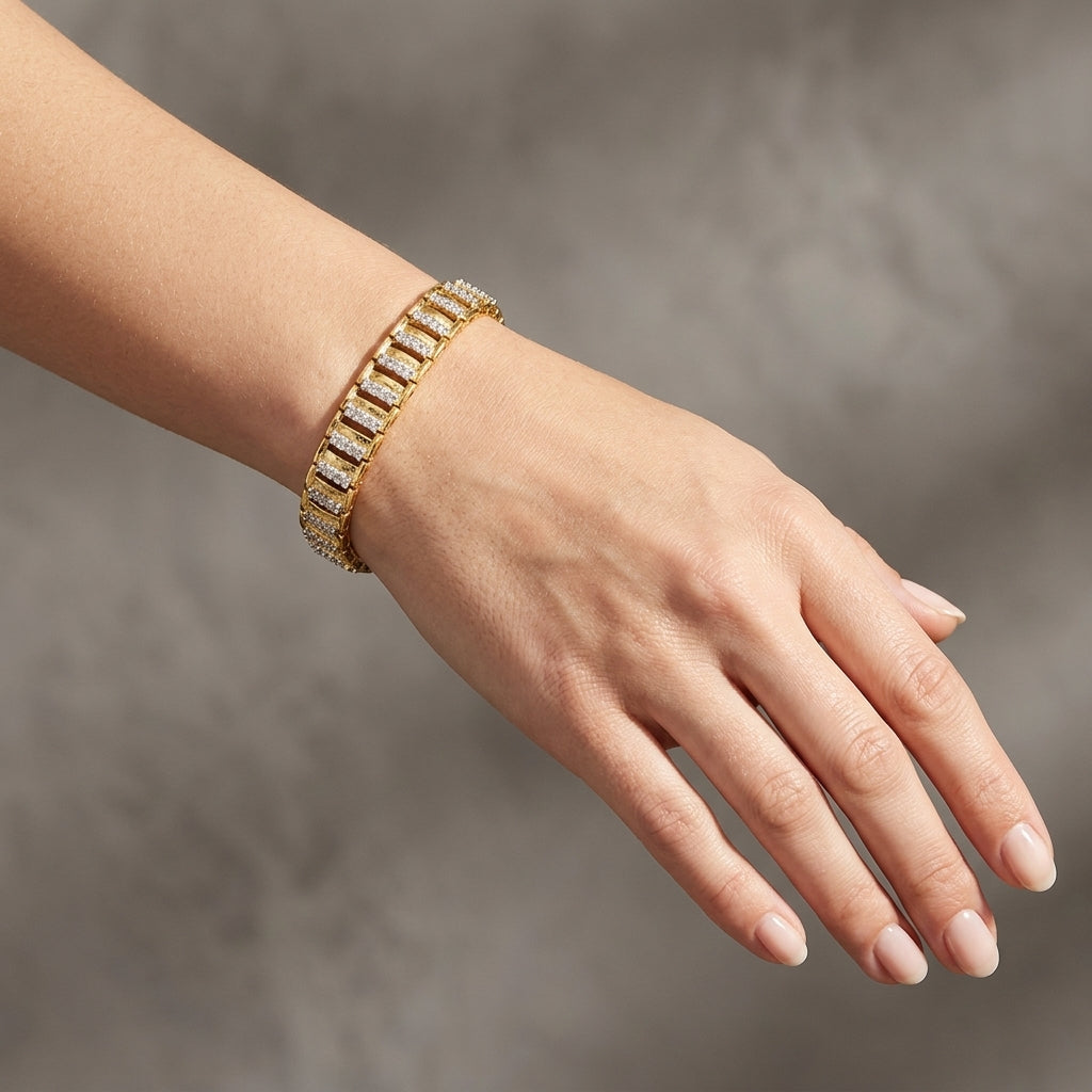10K Diamond Bar Link Bracelet model still