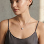 14K White Gold Dainty Diamond Cluster Slider Pendant Necklace model still