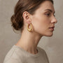 10187 - 14K YG Ridged Bead Blasted Textured Hoop Earrings model still