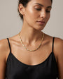 14K Two Toned Greek Key Twist Link Necklace model still