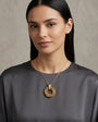 14K Byzantine Circle Diamond Pendant model still