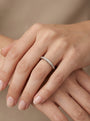 14K White Gold Diamond Row Filigree Ring Band model still