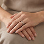 14K White Gold Geometric Faceted Band Ring model still