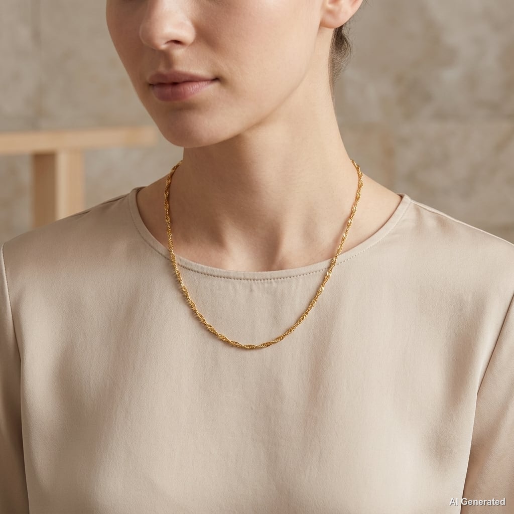 14K Gold Singapore Link Chain model still
