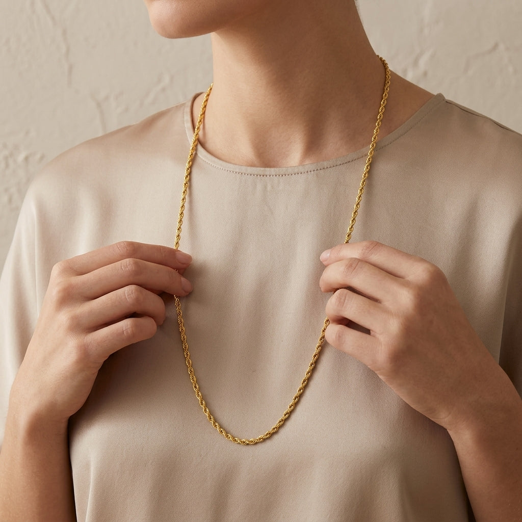 14K Yellow Gold Rope Chain Necklace 30 Inch model still