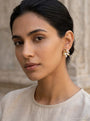 14K Opal Floral Cluster Clip On Earrings model still