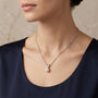 14K White Gold Solitaire Pearl Drop Pendant Singapore Link Chain Necklace model still