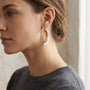 10266 - 14K Two Tone Gold Double Hoop Earring model still