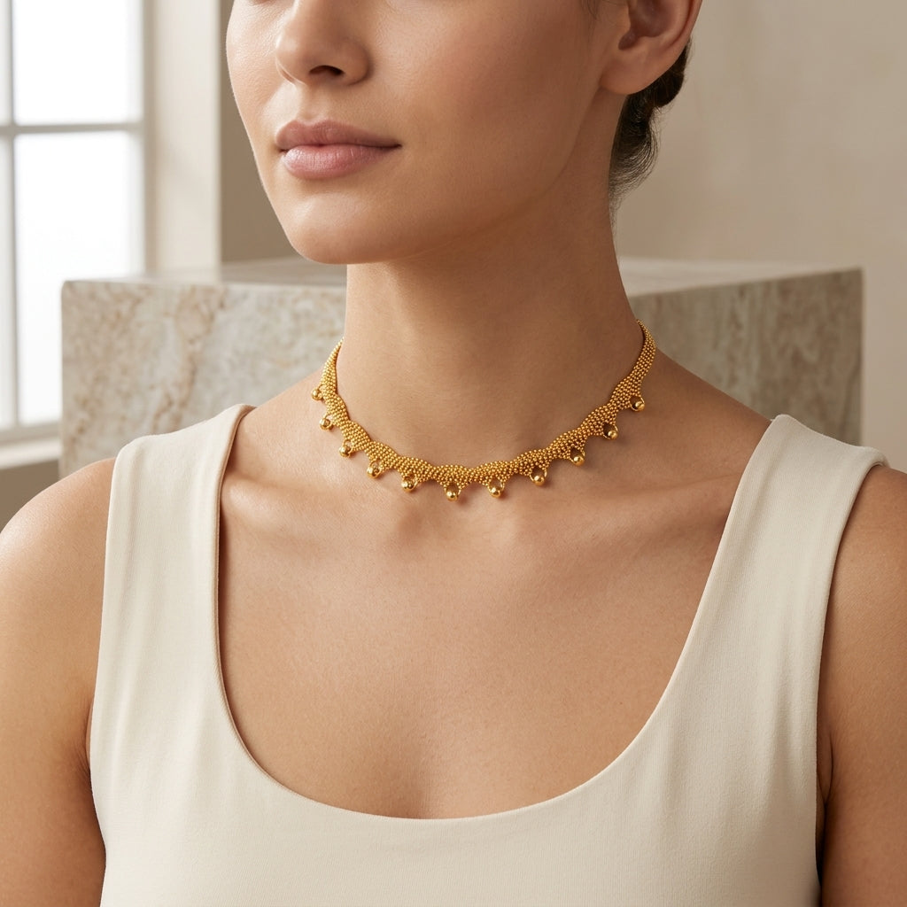 10424 - YG Beaded Princess Choker Necklace model still