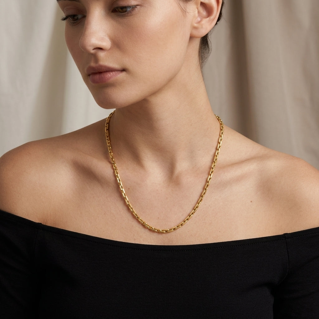 14K Yellow Gold French Cable Link Chain model still