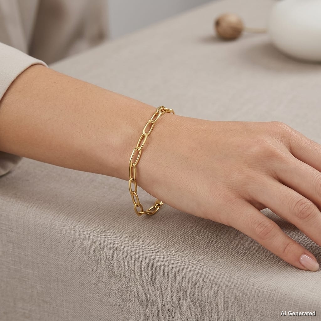 YG Oval Curb Link Bracelet model still