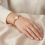 14K Mother of Pearl Quatrefoil Beaded Bracelet model still