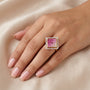 14K Yellow Gold Ombre Pink Sapphire & Diamond Geometric Cocktail Ring model still