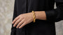 14K Double Oval Cable Link Bracelet Textured & Polished Finish model still