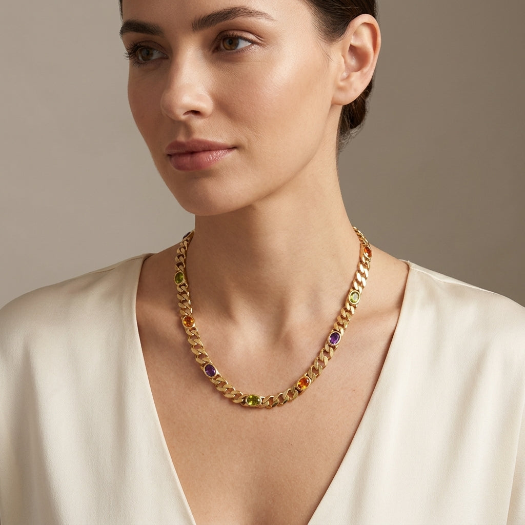 10368 - 14K Multi Gem Chain model still