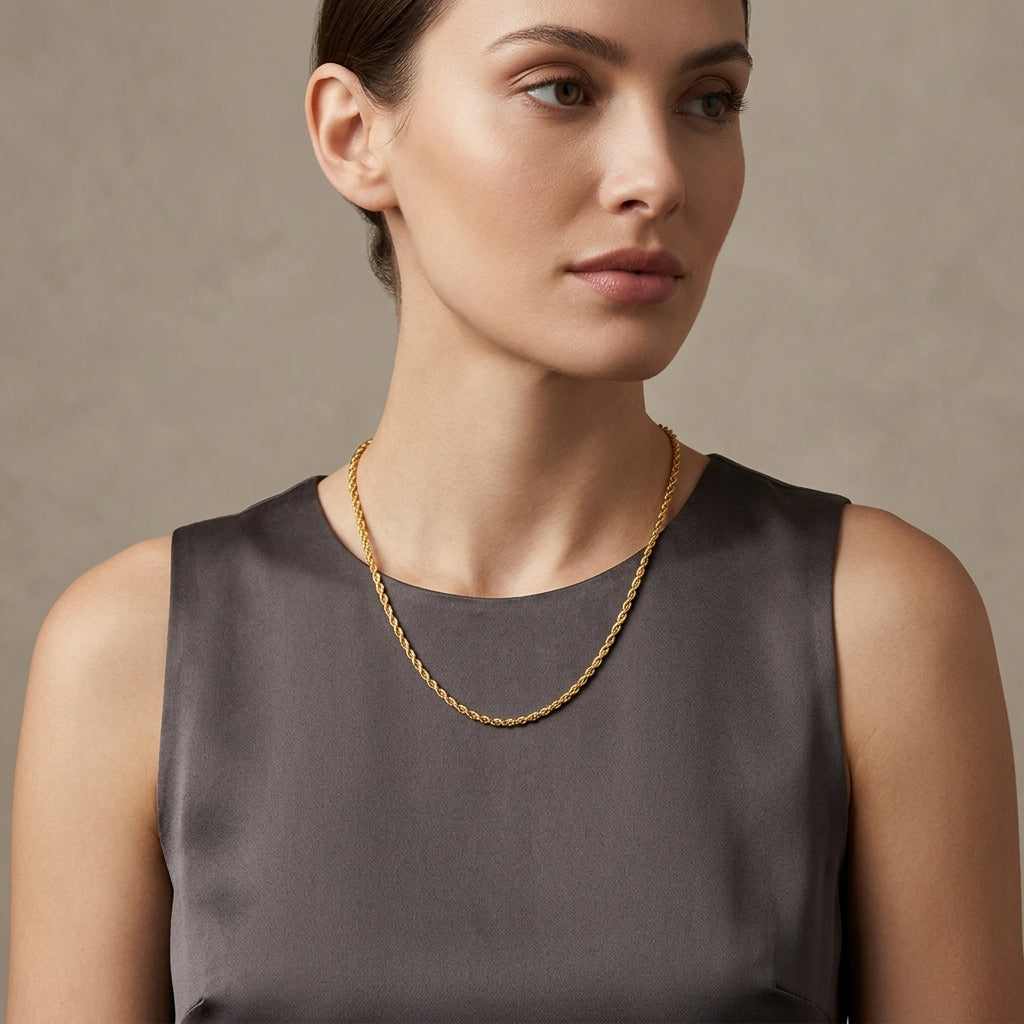 14K Gold Classic Rope Chain model still
