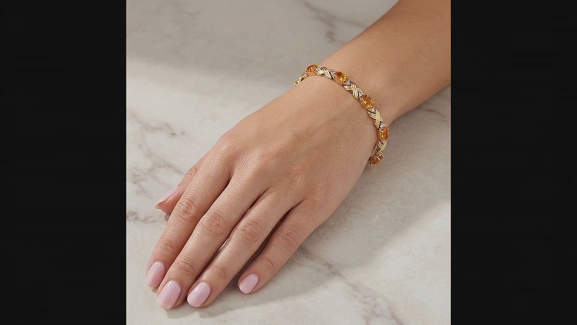14K Yellow Gold Citrine XO Link Tennis Bracelet model video