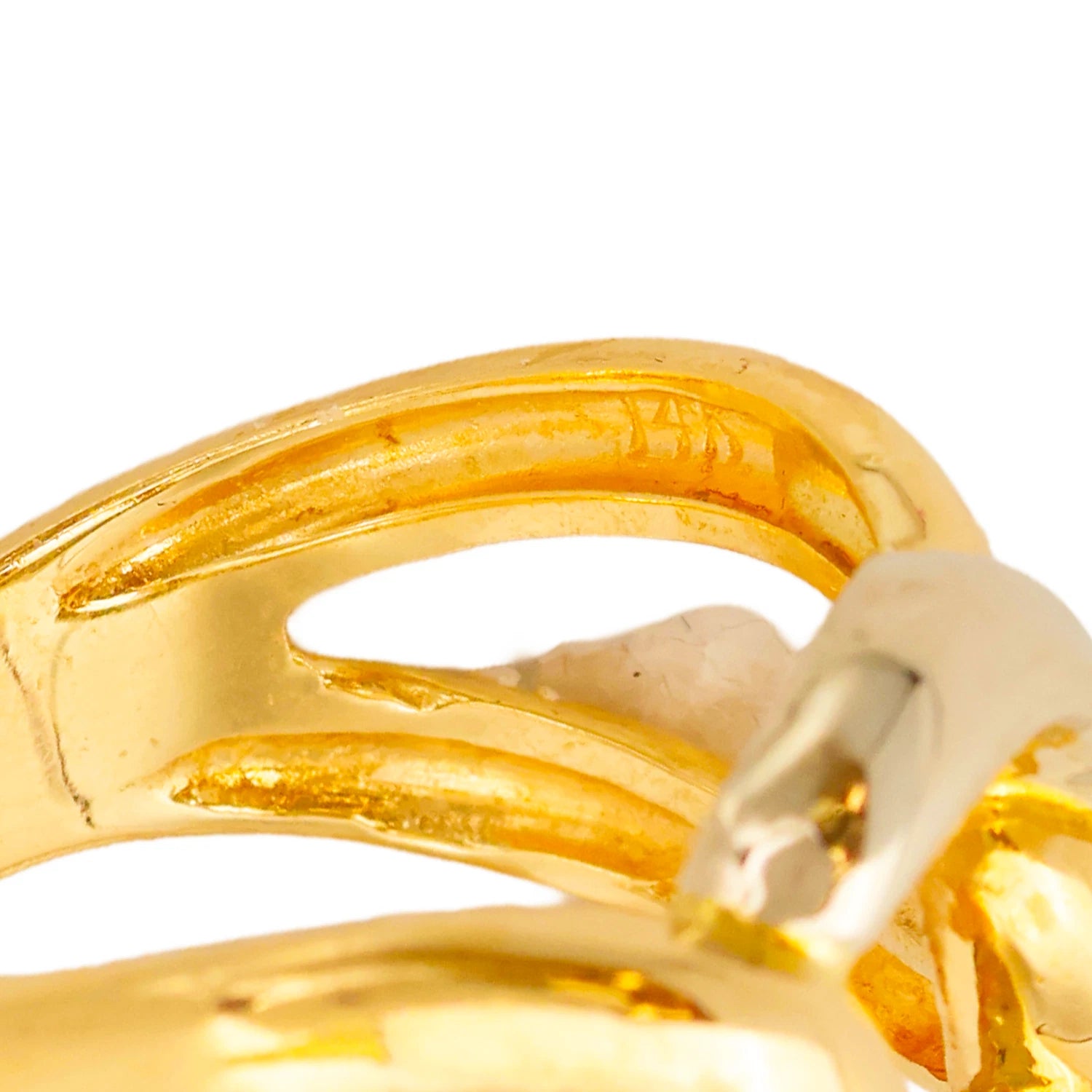 14K Two Tone Gold Interlocking Open Link Woven Ring Band